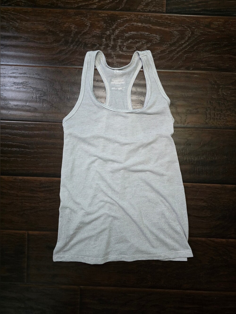 Athletic Works Womens Grey White Striped Racerback Tank Top Medium